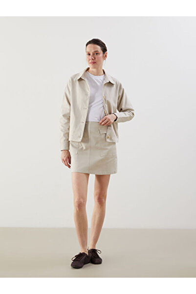 LC Waikiki Women's Gabardine Mini Skirt with Zipper at the Waist
