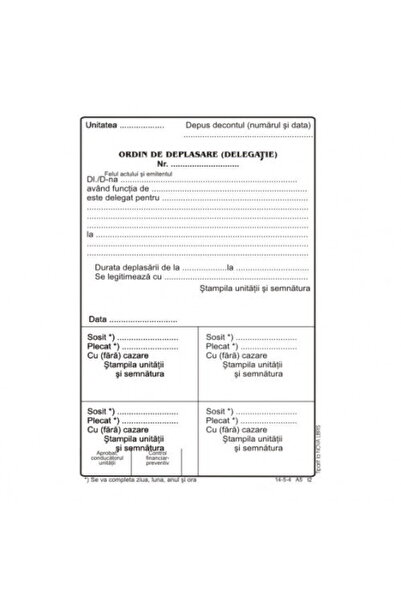 Other Ordin deplasare MODEL VECHI A5, 100 coli/carnet - vertical