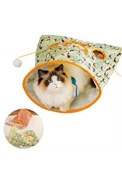 SARFEX Cat Tunnel Cat Toy Rustling Play Tunnel with Paw Pattern and Colorful ...