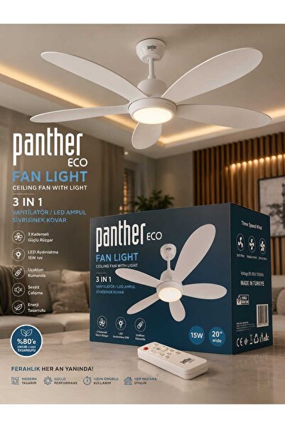 Banum Luxury 3'ü 1 Arada Tavan Vantilatörü Modern Sık Led Ampul Sessiz 3 Kade...