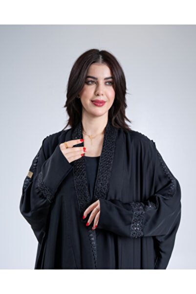 aljmal alraqi abaya عباية بسمه بقماش بلاك بيري مزين بشك اسود