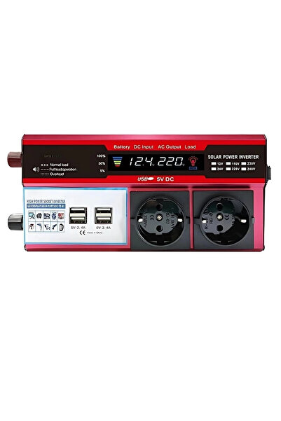 Epilons 12V 2000W Modifiye Sinus İnverter Araç ve Güneş Enerjisi Uyumlu, Çift USB, Çift Priz ve Çakmaklık