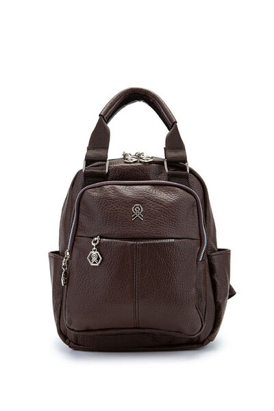LC Waikiki Nevavm Multi-Compartment Faux Leather Bucky Backpack Brown