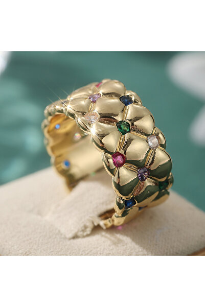 Choice3 7 Gold-color B436 Temperament Colorful Synthetic Zirconia Inlaid Gold...