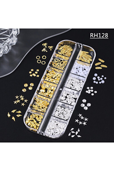 Choice1 RH128 12 Grids Summer Ocean Nail Art Charm 3D Mixed Gold Silver Starf...