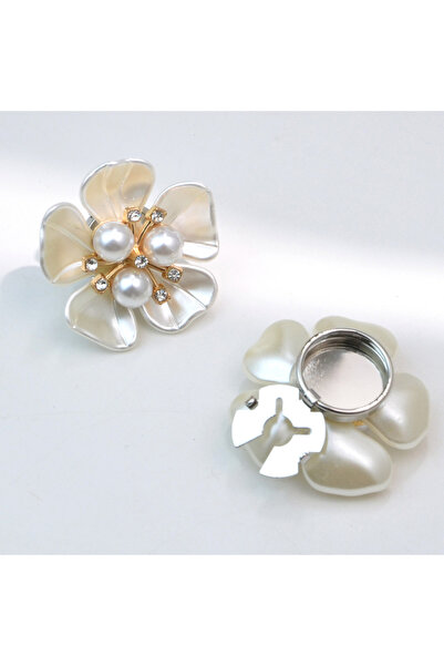 Choice Imitation Rhodium Plated WHITE Button Cover Clips, 3D Floral Rhineston...