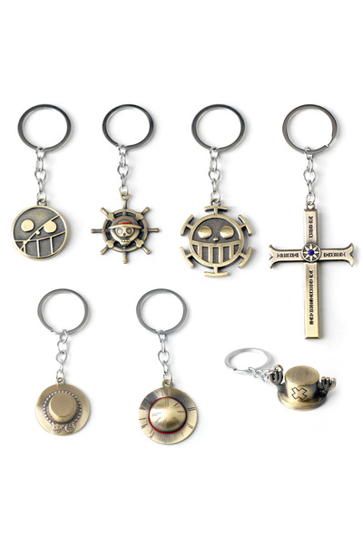 Choice 1 7pcs Anime One Piece Keychains Accessories Luffy Hat Zoro Charm Car ...