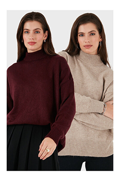 LC Waikiki Nevavm with a Difference Oversize Fit Turtleneck Soft Textured 2'L...