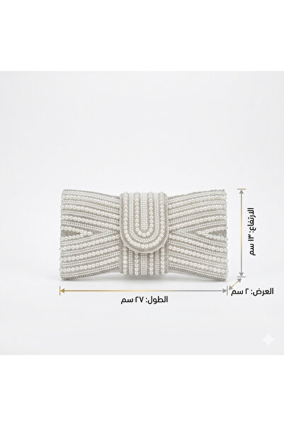 ILAN حقيبة سهرة نسائية (كلاتش) مرصعة باللؤلؤ والكريستال - تصميم كلاسيكي فاخر مع حزام سلسلة