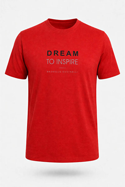 trender تي شيرت رجالي باللون الأحمر من Dream To Inspire Print Supreme 226-08