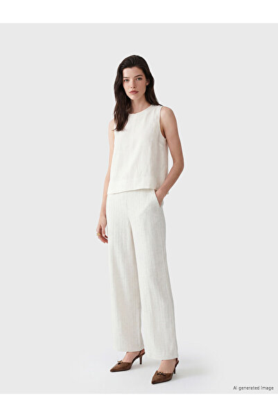 LC Waikiki Nevavm Women's Pants with Elastic Waist and Difference in Color