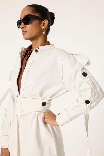 Touché Privé Contrast Stitched Belted Safari Jacket