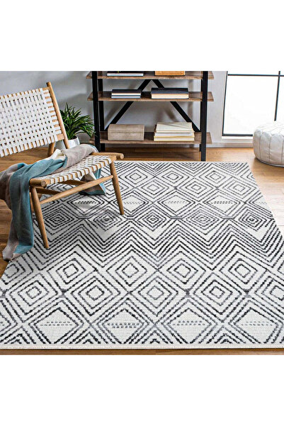 halinet Halı.Net White Modern Washable Non-Slip Living Room Carpet Cr-Monaco-...
