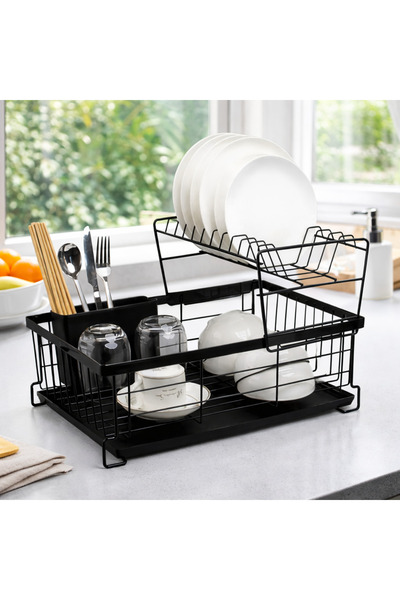 Ruhhy Dish drainer, Ruhhy, 2 levels, cutlery holder, 43 x 29 x 27 cm, metal, ...
