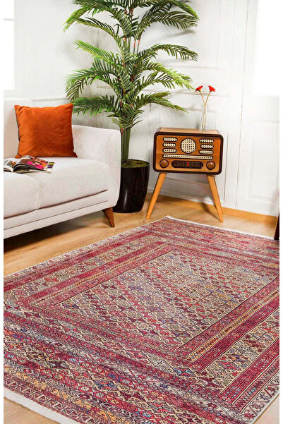 halinet Halı.Net Red Vintage Antique Washable Non-Slip Living Room Carpet Hal...