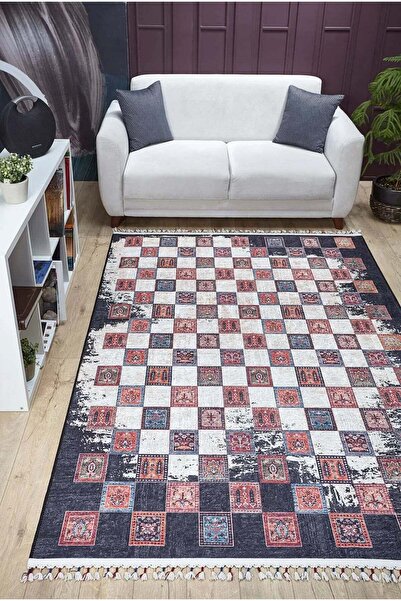 halinet Halı.Net Red Modern Washable Non-Slip Living Room Carpet Haln-Hln5027