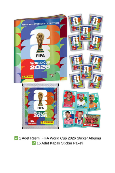 TOYFEST STICKER ALBUM + 15 Paket (105 Sticker) FIFA World Cup 2026 Panini Res...
