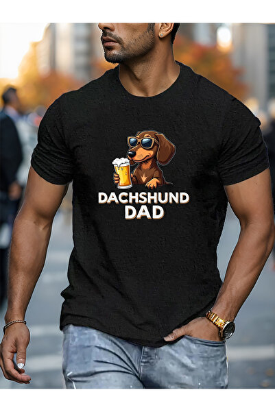 YIO YIO تي شيرت رجالي بطبعة Dachshund Dad