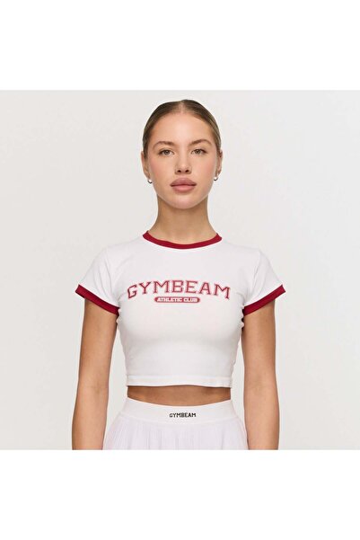 GymBeam Tricou Varsity de damă, alb, mărimea S