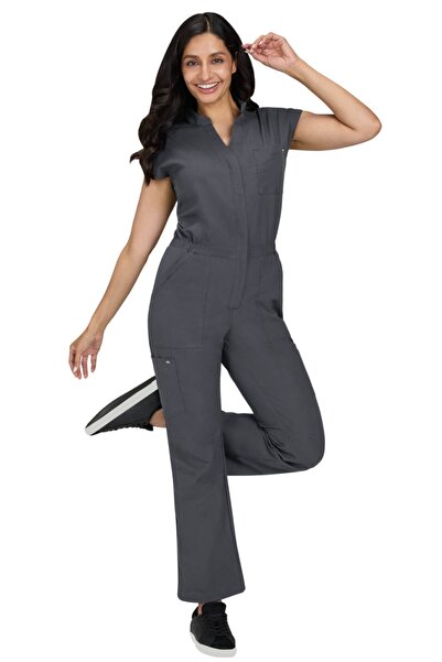 KOI Happiness Anja Medical Jumpsuit - Solis Collection, Charcoal Gray (907)