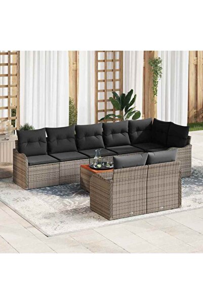 vidaxl Set de canapele pentru gradina 9 pcs Gri poliratan