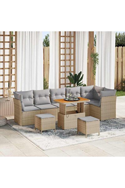 vidaxl Set de canapele pentru gradina 8 pcs Bej poliratan
