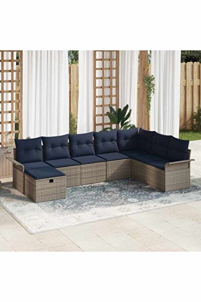 vidaxl Set de canapele pentru gradina cu perna 8 pcs Rattan poli