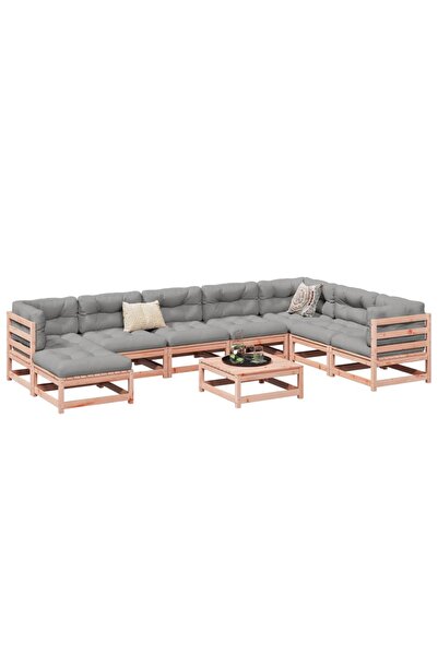vidaxl Set canapele gradina, 9 piese, lemn masiv brad douglas