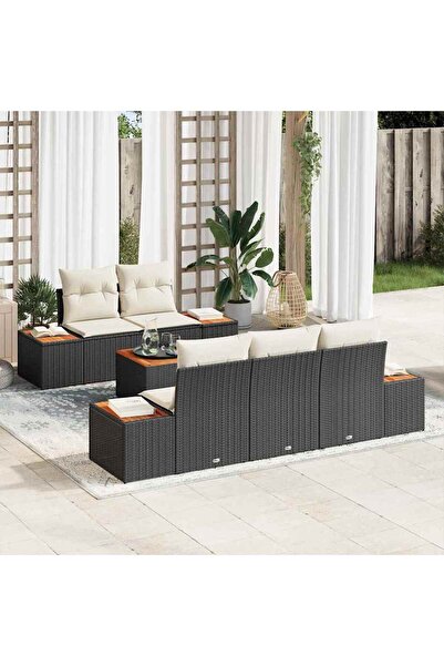 vidaxl Set de canapele pentru gradina 6 pcs Negru Rattan poli