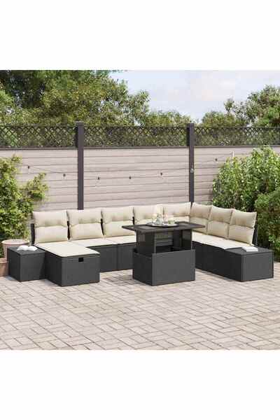 vidaxl Set de canapele pentru gradina 11 pcs Negru Rattan poli