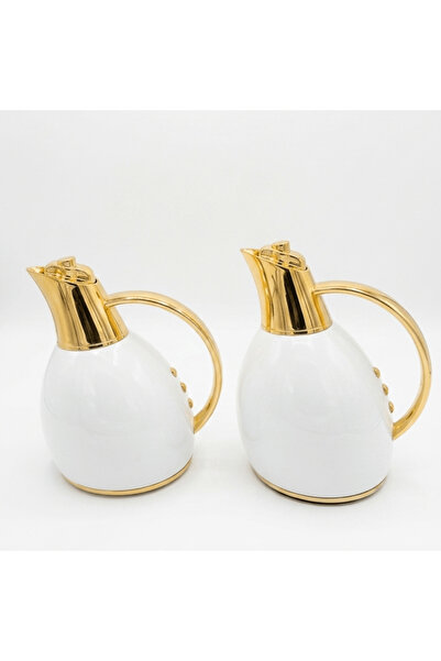 Fuma Gold & White Premium Vacuum Flask with Insulated Interior – 0.75–1 Litre