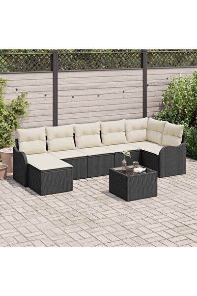 vidaxl Set de canapele pentru gradina Negru poliratan