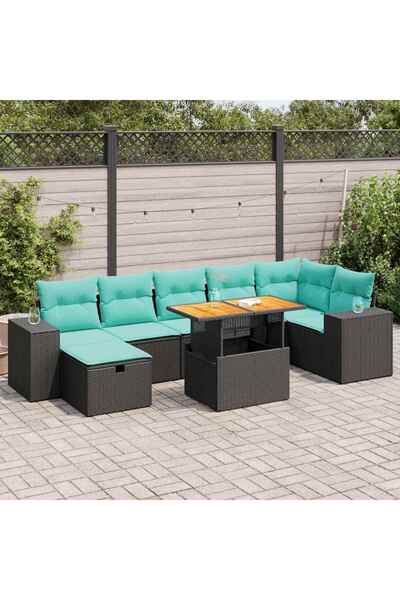 vidaxl Set canapele gradina cu perne 8 piese gri poliratan/lemn acacia