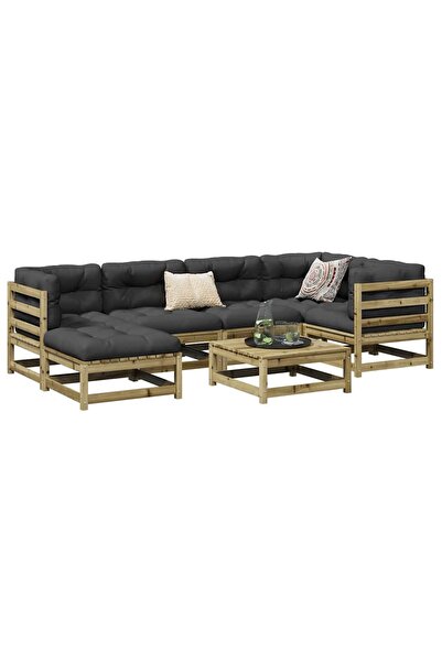 vidaxl Set canapea de gradina, 7 piese, lemn de pin tratat