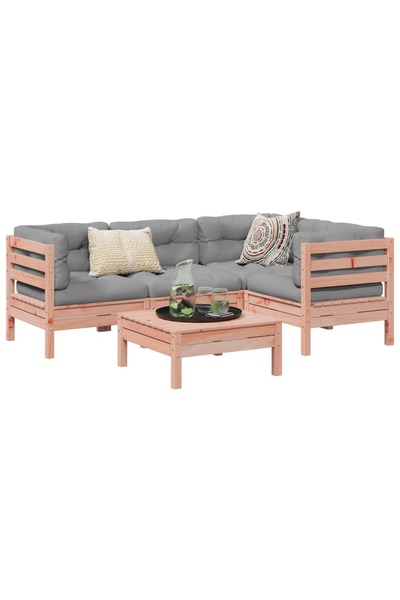 vidaxl Set canapele gradina cu perne, 5 piese, lemn masiv brad douglas
