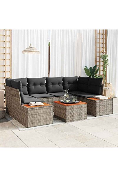 vidaxl Set de canapele pentru gradina cu perna 6 pcs Gri Rattan poli