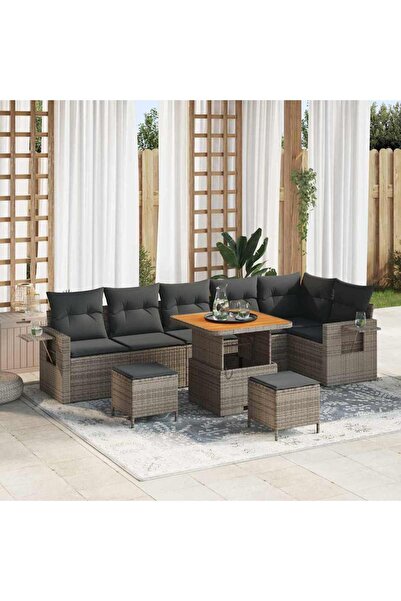 vidaxl Set de canapele pentru gradina 9 pcs Gri poliratan