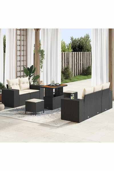 vidaxl Set de canapele pentru gradina 8 pcs Negru poliratan