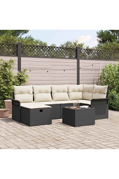vidaxl Set de canapele pentru gradina cu perna 7 pcs Rattan poli