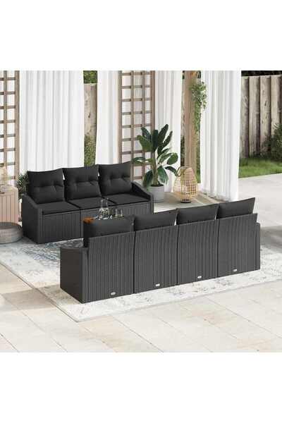 vidaxl Set de canapele pentru gradina 8 pcs Negru poliratan