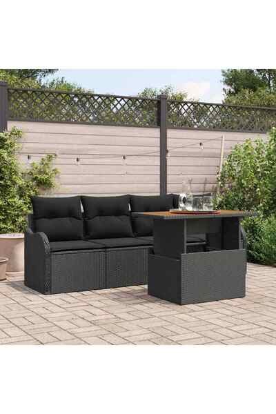 vidaxl Set de canapele pentru gradina 5 pcs Negru poliratan