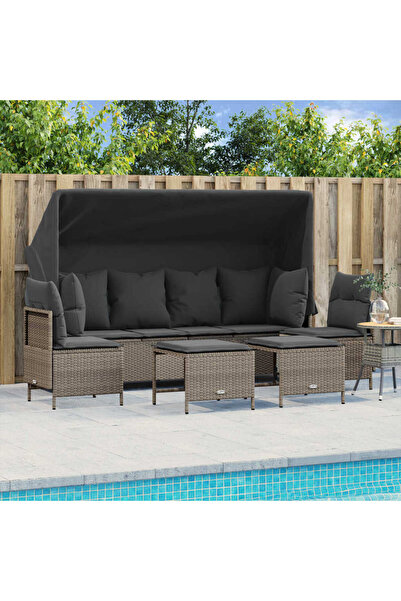 vidaxl Set canapele de gradina cu perne, 5 piese gri deschis poliratan