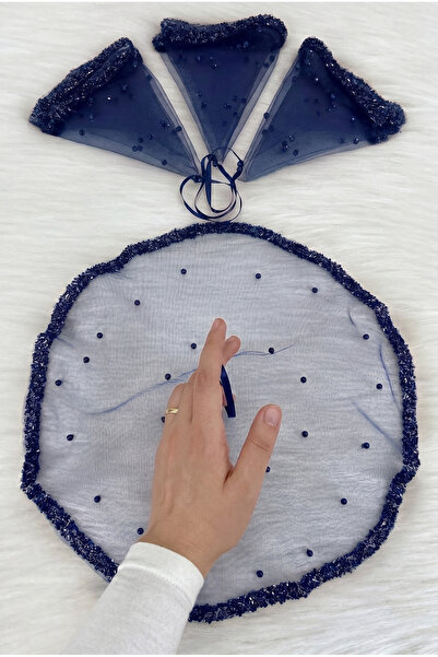 ZEYMERADE Navy Blue Bride Groom Handkerchief, Crystal Glass Beads and Pearl E...