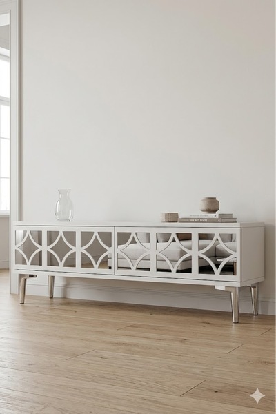 CENEYRA TSA1236BS ÖZ Tv Sehpası Beyaz-Silver 120cm