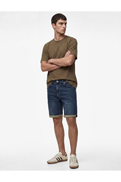 Koton Normal Bel Pamuklu Bermuda Slim Fit Jean Şort