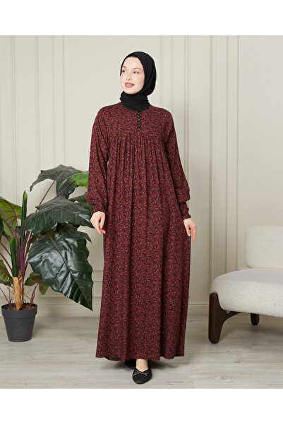 fistan Shirred Robadan Buttoned Front Viscose Fabric Tesseture Clothing Mothe...