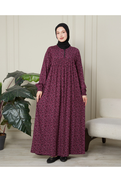 fistan Shirred Robadan Buttoned Front Viscose Fabric Tesseture Clothing Mothe...