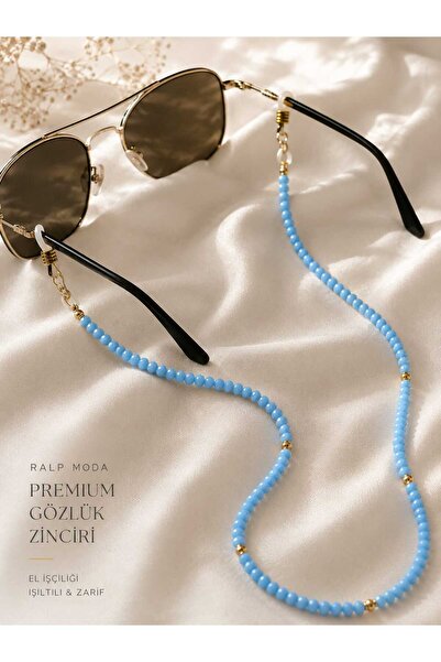 Ralp Moda سلسلة نظارات مطرزة باللون الأزرق مصنوعة يدويًا - إكسسوار نظارات أني...