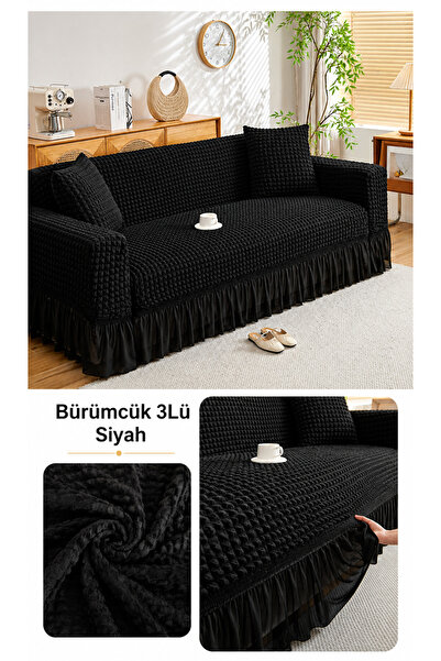 ELHAS Bürümcük 3 Kişilik Koltuk Örtüsü. Etekli Koltuk Kılıfı. Çekyat Kanepe Ö...