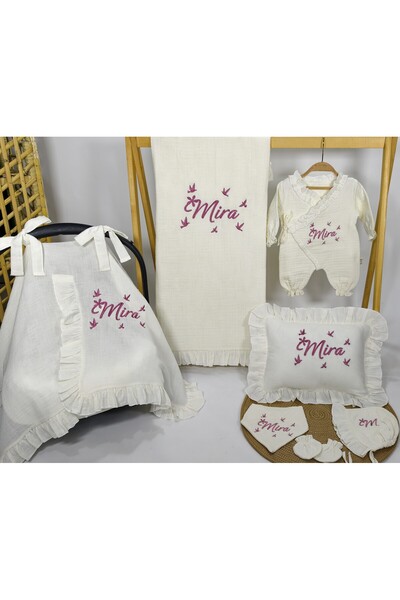 Nakisatolyemiz 7'li müslin set. Yandan Bağlamalı Kimono Yeni Doğan % 100 Pamu...